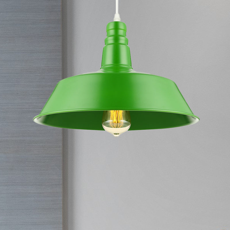 Suspension de salon de grange - Lampe suspendue en métal de style industriel de 10/14 pouces de large à 1 ampoule (rose/jaune) avec cordon réglable