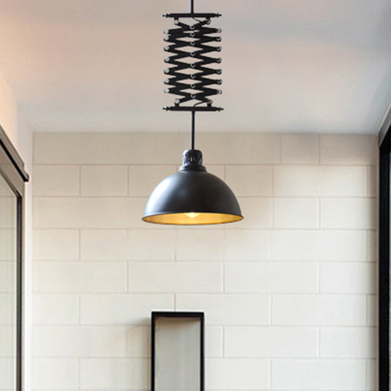 Plafonnier en métal à 1 ampoule de style industriel - Suspension extensible pour balcon - Noir/blanc
