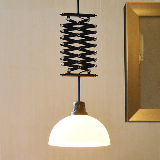 Plafonnier en métal à 1 ampoule de style industriel - Suspension extensible pour balcon - Noir/blanc