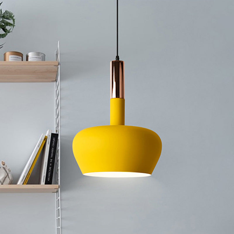 Modern Hanging Wine Glass Pendant Light - 1 Light Blue/Pink/Yellow Suspension