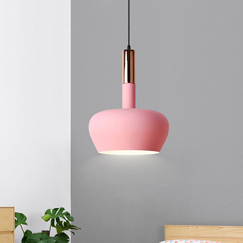 Modern Hanging Wine Glass Pendant Light - 1 Light Blue/Pink/Yellow Suspension