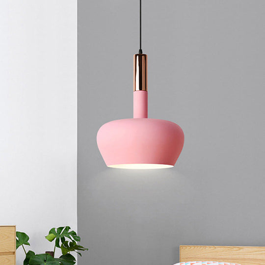 Modern Hanging Wine Glass Pendant Light - 1 Light Blue/Pink/Yellow Suspension