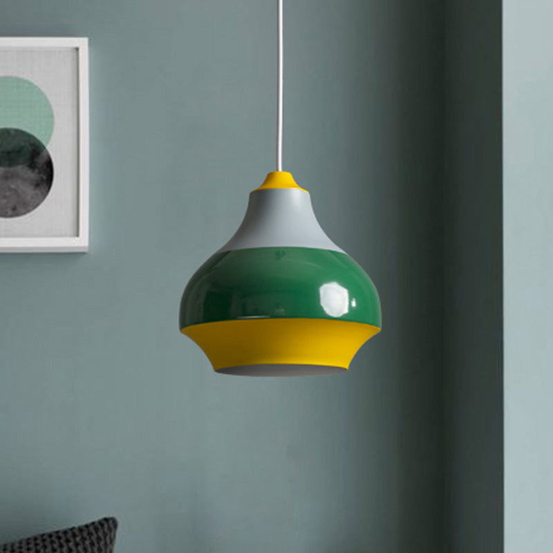 Modern Metal Urn Pendant Light - 1 Light Grey/White/Green - Ideal for Bedroom