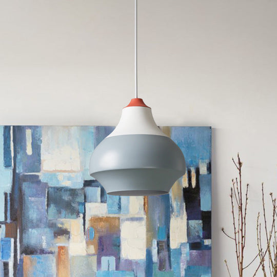 Modern Metal Urn Pendant Light - 1 Light Grey/White/Green - Ideal for Bedroom