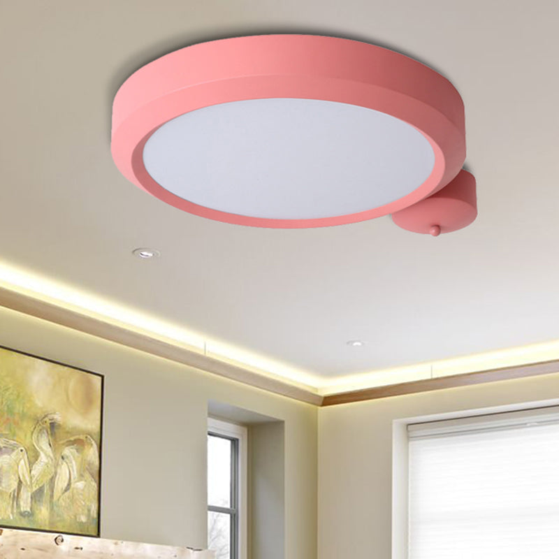 Nordic Style Round Flushmount LED Ceiling Light in Blue/Red/Yellow with Metal Finish - Available in 20.5" and 25" Sizes