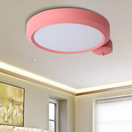 Nordic Style Round Flushmount LED Ceiling Light in Blue/Red/Yellow with Metal Finish - Available in 20.5" and 25" Sizes