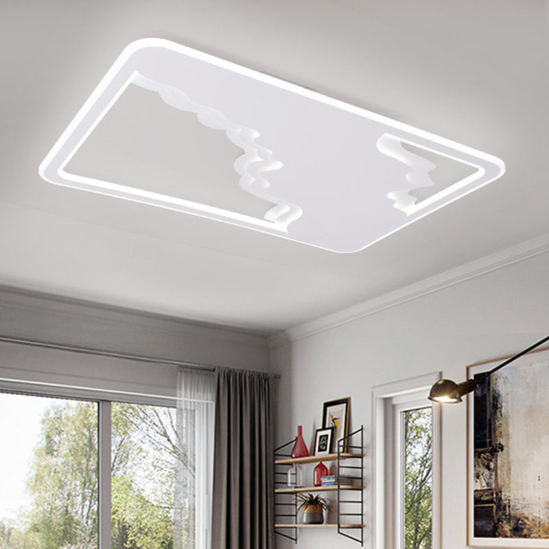 Modern LED White Flush Mount Ceiling Light, Ultra Thin Design, 19"/35.5" Wide