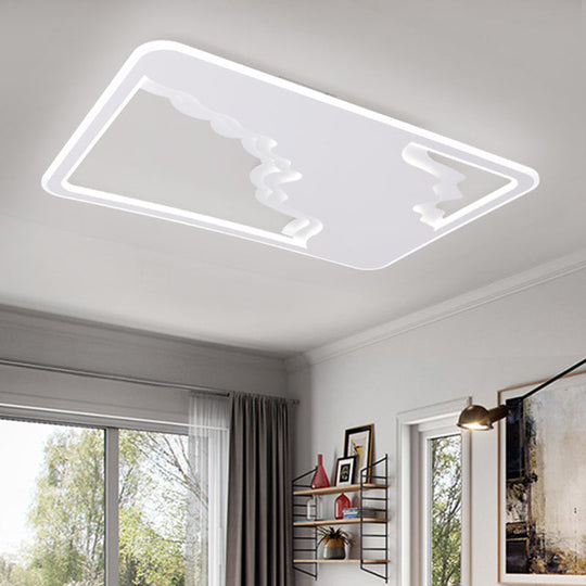 Modern LED White Flush Mount Ceiling Light, Ultra Thin Design, 19"/35.5" Wide