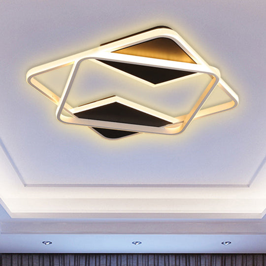 Modern Minimalist LED Ceiling Flush Light in Black/White - 16"/19.5"/23.5"/35.5" W