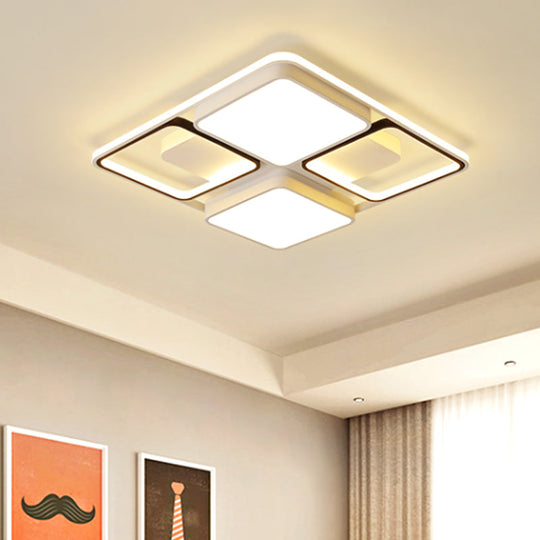Contemporary LED Flush Mount Ceiling Light in Black/White, 19.5"/45" Wide