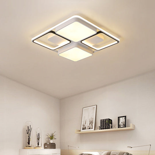 Contemporary Led Flush Mount Ceiling Light In Black/White 19.5/45 Wide
