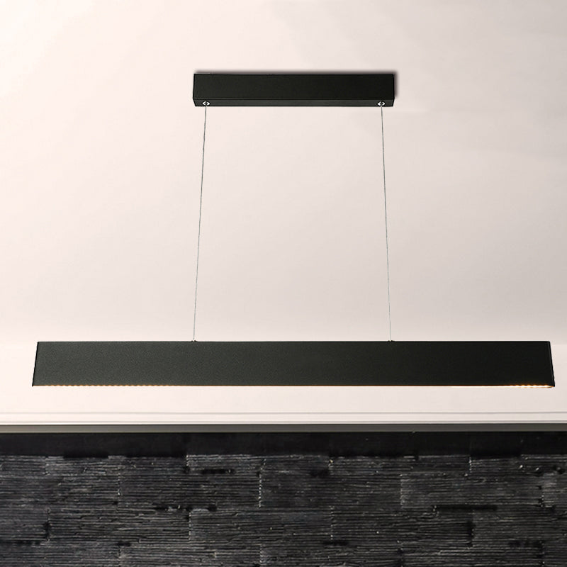 Luminaire suspendu à LED noir moderne pour salle à manger - Lame large de 36"/47" - Plafonnier suspendu en blanc chaud