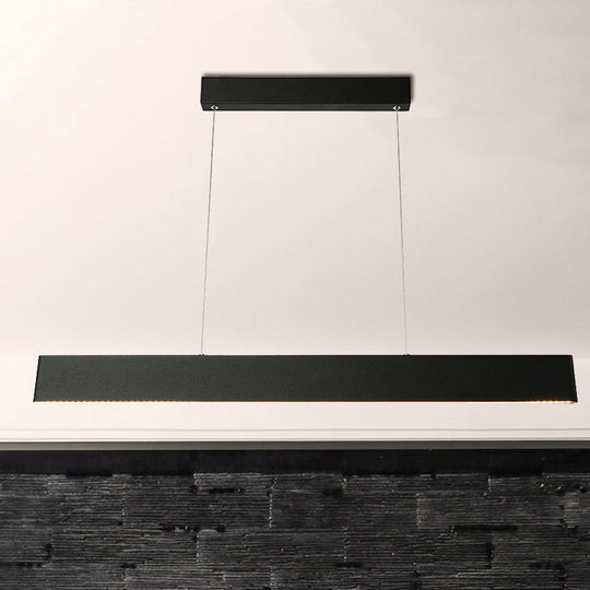 Luminaire suspendu à LED noir moderne pour salle à manger - Lame large de 36"/47" - Plafonnier suspendu en blanc chaud