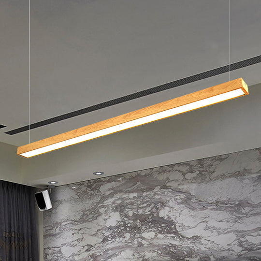 Modern LED Wooden Rectangular Pendant Light for Office Ceiling