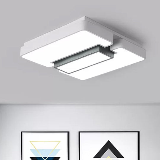 Modern White Flush Mount LED Ceiling Lamp for Warm/White Lighting in Living Room