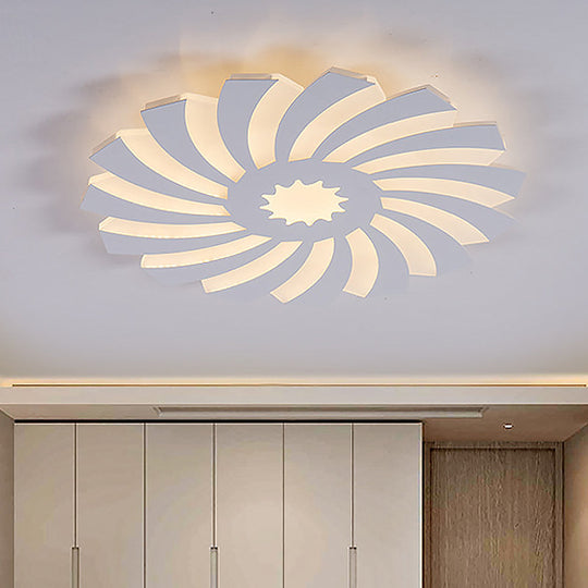 Modern Hotel-Style Led Flush Ceiling Light With Warm/White Lighting And Acrylic Flower Design For