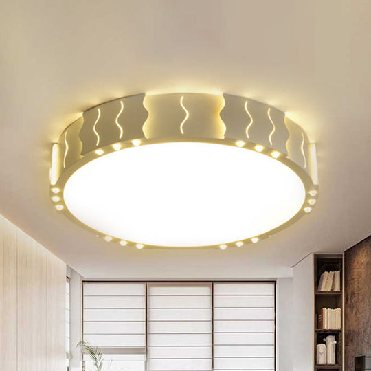 Modern Acrylic LED Flush Ceiling Light - White Square/Round Design for Living Room with Warm/White Lighting