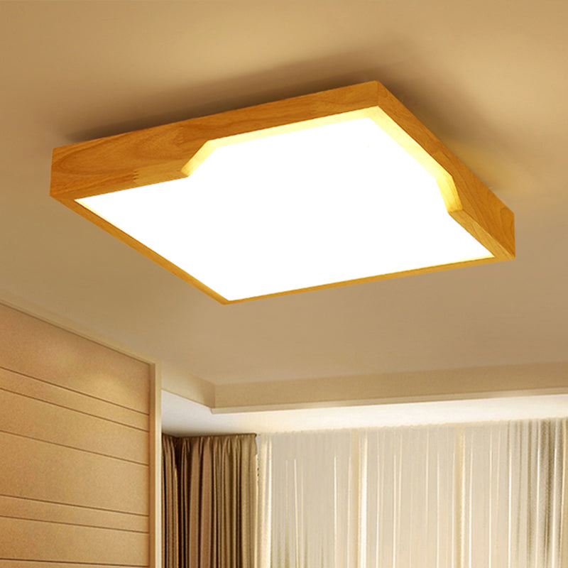 Modern Wooden LED Ceiling Lamp - Single Light Flush Mount Fixture (3 Sizes: 16"/19.5"/23.5")