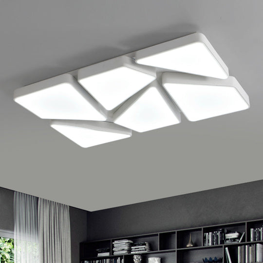 Modern Led Flush Mount Lighting: 25.5/37.5 W Acrylic Shade Black/White Square/Rectangular Ceiling