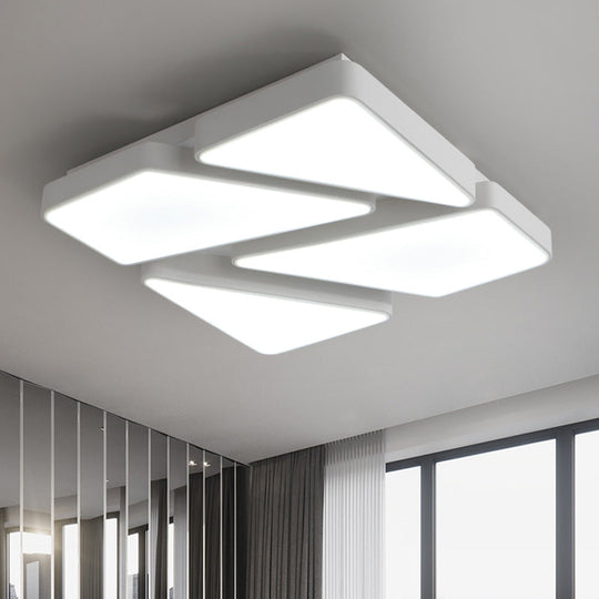Modern LED Flush Mount Lighting: 25.5"/37.5" W, Acrylic Shade, Black/White, Square/Rectangular Ceiling Light, Warm/White Light
