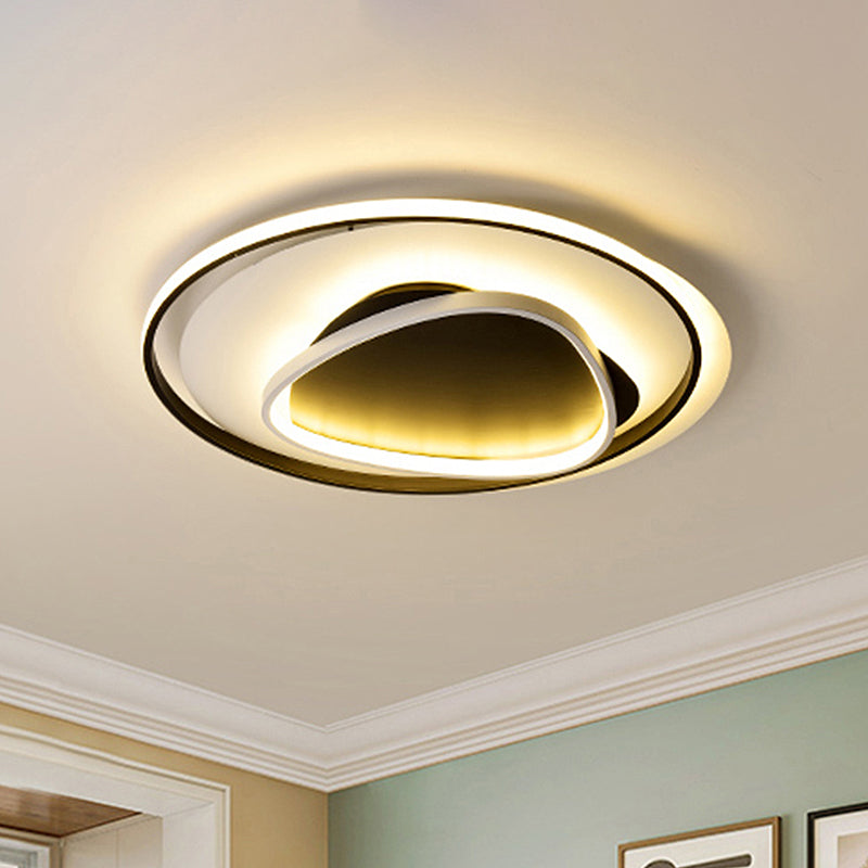 18"/23.5" Wide Acrylic Circle Flushmount LED Ceiling Light - Modern Black Design in Warm/White Light