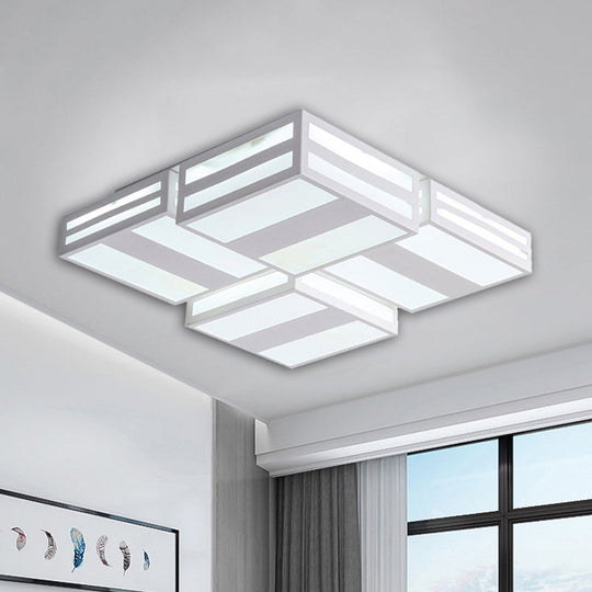 Modern Led Ceiling Lamp With Stripe Pattern In Warm/White Acrylic - Perfect For Bedroom Black/White