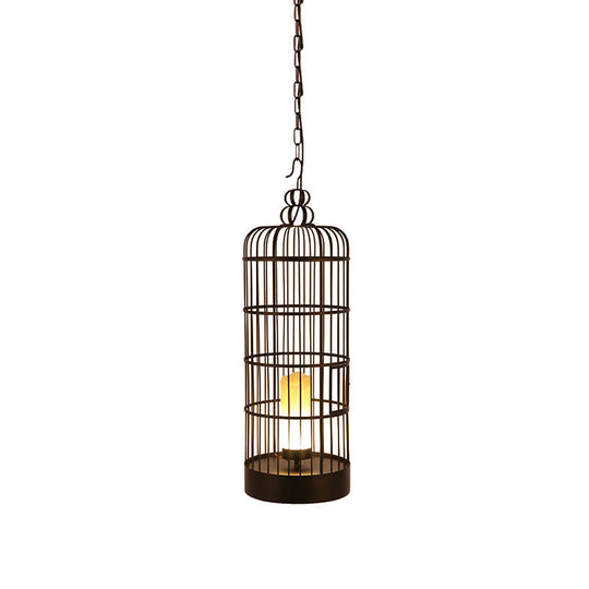 Industrial Metal Hanging Light Kit - Cylinder Shape Black/Blue Pendant Lighting For Dining Room