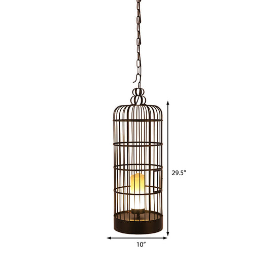 Industrial Metal Hanging Light Kit - Cylinder Shape Black/Blue Pendant Lighting For Dining Room