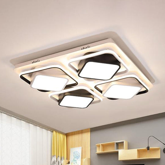Modern Black & White Cube LED Flushmount Ceiling Light in 27.5"/41" Sizes