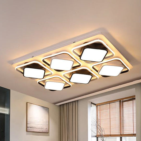 Modern Black & White Cube LED Flushmount Ceiling Light in 27.5"/41" Sizes