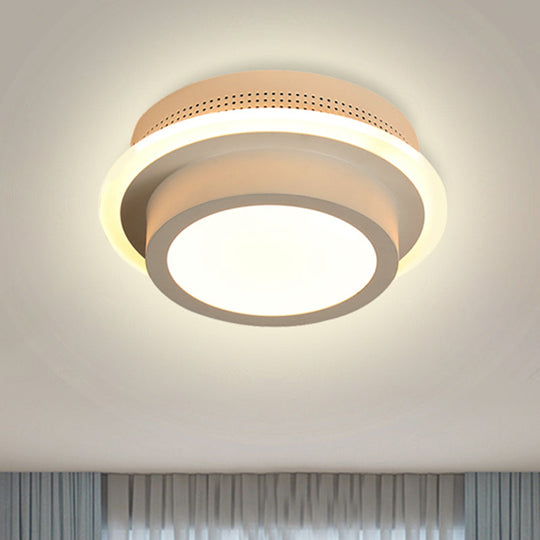 Modern LED Flush Ceiling Lamp in Black/White - Round, Square, or Triangle Acrylic Design for Corridor and Foyer