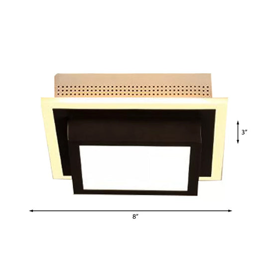 Modern LED Flush Ceiling Lamp in Black/White - Round, Square, or Triangle Acrylic Design for Corridor and Foyer