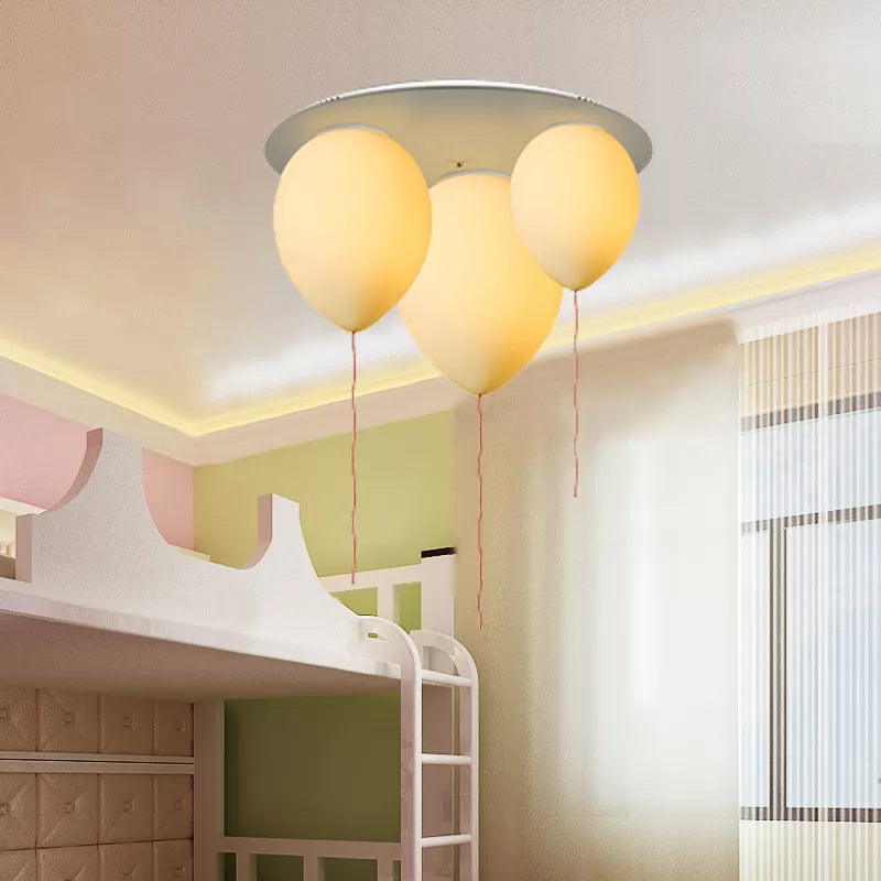 Frosted Glass LED Nursing Room Ceiling Lamp with White Balloon Design