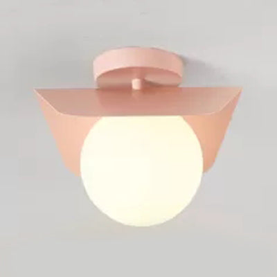 Macaron Loft Flush Mount Light: Orb Shade, Frosted Glass, 1-Bulb Ceiling Fixture for Hallway