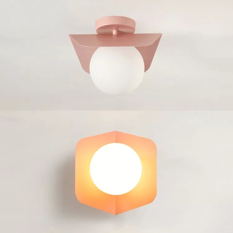 Macaron Loft Flush Mount Light: Orb Shade, Frosted Glass, 1-Bulb Ceiling Fixture for Hallway