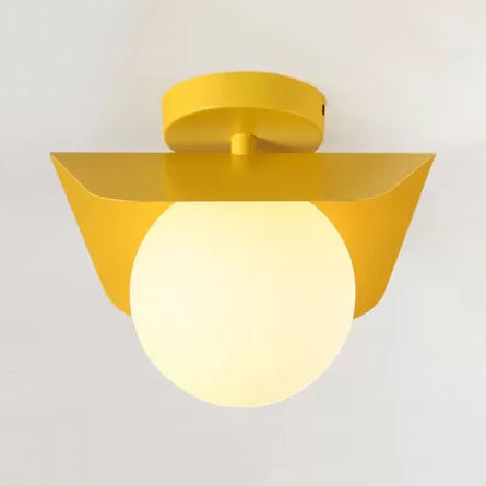 Macaron Loft Flush Mount Light: Orb Shade, Frosted Glass, 1-Bulb Ceiling Fixture for Hallway