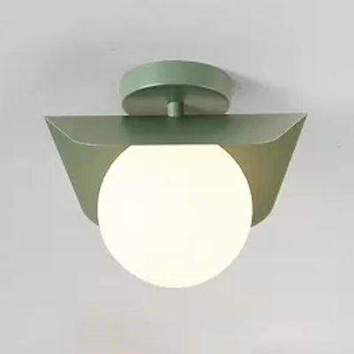 Macaron Loft Flush Mount Light: Orb Shade, Frosted Glass, 1-Bulb Ceiling Fixture for Hallway