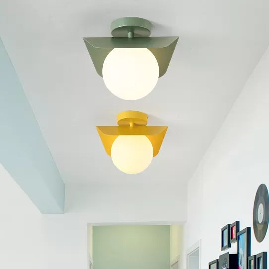 Macaron Loft Flush Mount Light: Orb Shade, Frosted Glass, 1-Bulb Ceiling Fixture for Hallway
