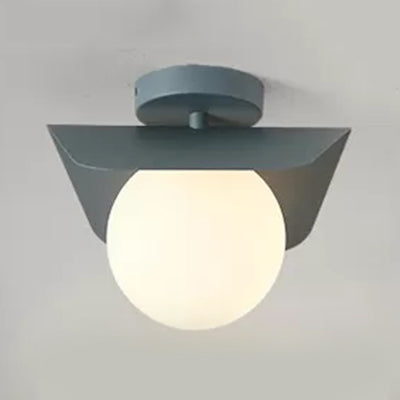 Macaron Loft Flush Mount Light: Orb Shade, Frosted Glass, 1-Bulb Ceiling Fixture for Hallway