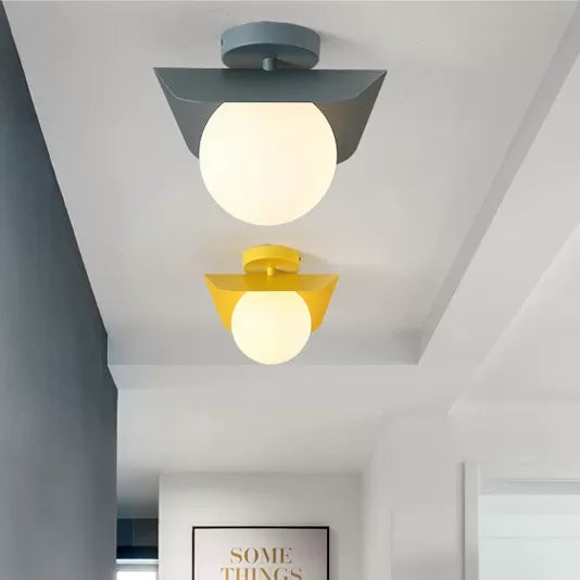 Macaron Loft Flush Mount Light: Orb Shade, Frosted Glass, 1-Bulb Ceiling Fixture for Hallway