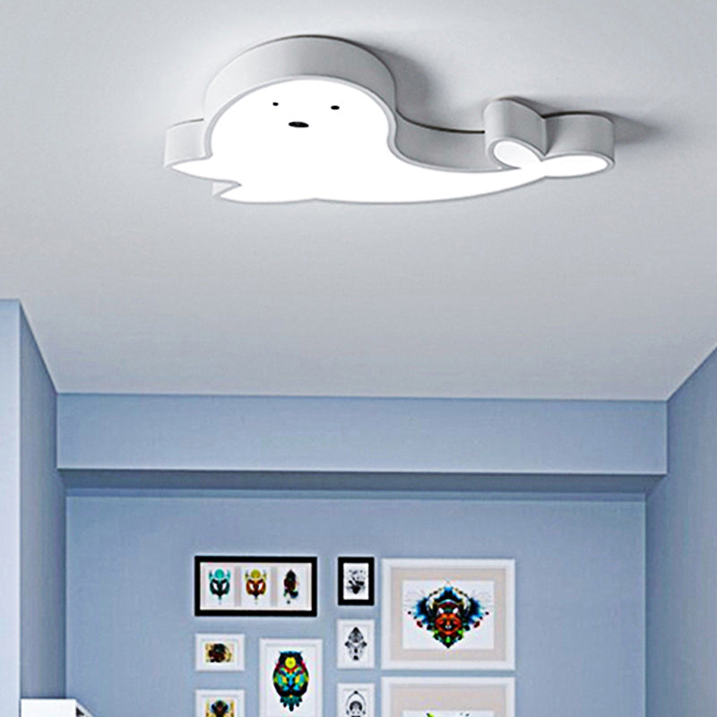 Whimsical Dolphin LED Ceiling Light in White – Perfect for Baby Room Décor!