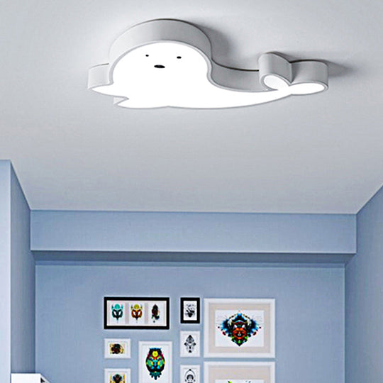 Whimsical Dolphin LED Ceiling Light in White – Perfect for Baby Room Décor!
