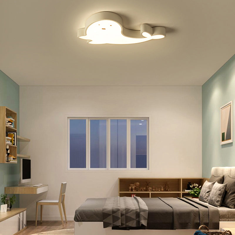 Whimsical Dolphin LED Ceiling Light in White – Perfect for Baby Room Décor!