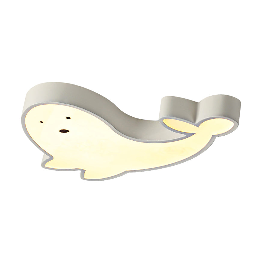 Whimsical Dolphin LED Ceiling Light in White – Perfect for Baby Room Décor!