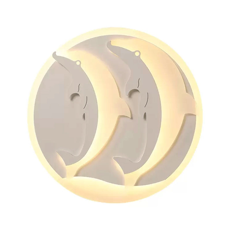 Kid's Room Dolphin LED Flush Ceiling Light in White