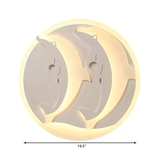 Kid's Room Dolphin LED Flush Ceiling Light in White