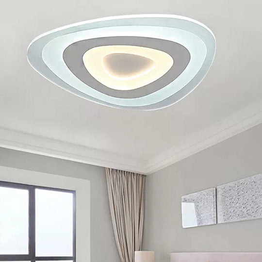 Modern White Acrylic Led Ceiling Mount Light - Triangle Design For Dining Room / 16.5