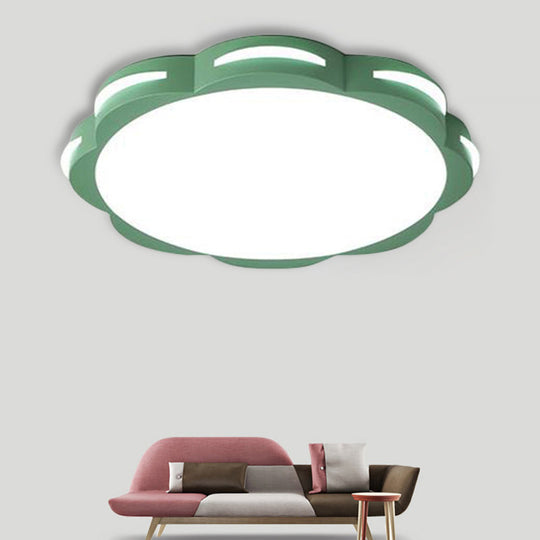 Flush Mount Macaron Led Ceiling Light With Acrylic Floral Shade - Ideal For Girls Bedroom