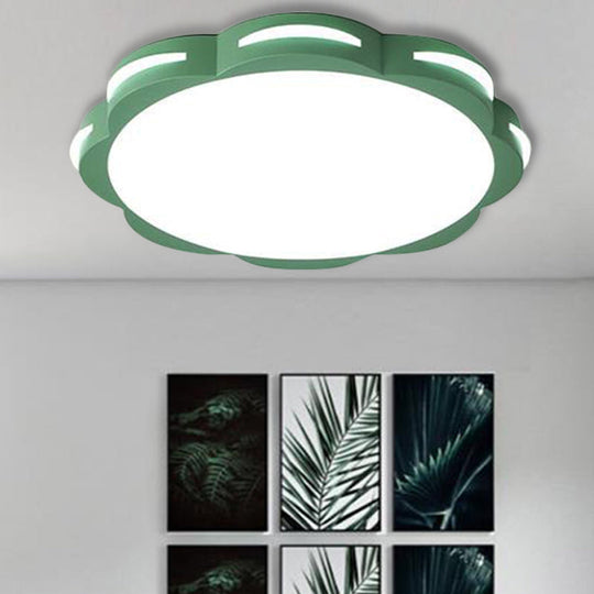 Flush Mount Macaron LED Ceiling Light with Acrylic Floral Shade - Ideal for Girls' Bedroom