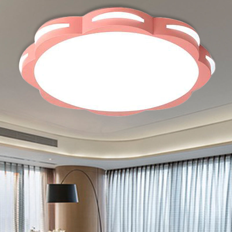 Flush Mount Macaron LED Ceiling Light with Acrylic Floral Shade - Ideal for Girls' Bedroom